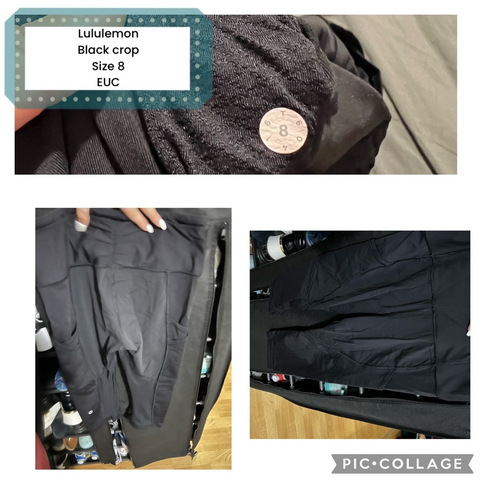Lululemon black crop leggings size 8